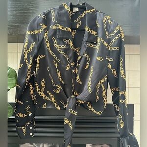 Aritzia Wilfred Silk Tie Front Blouse - small